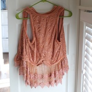 Dusty Rose Pink Lace Vest